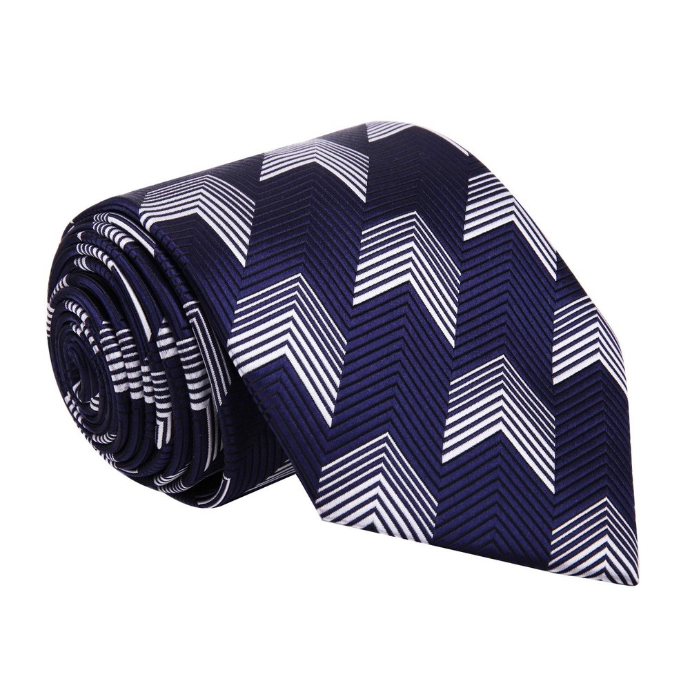 Blue, Light Grey Geometric Tie  