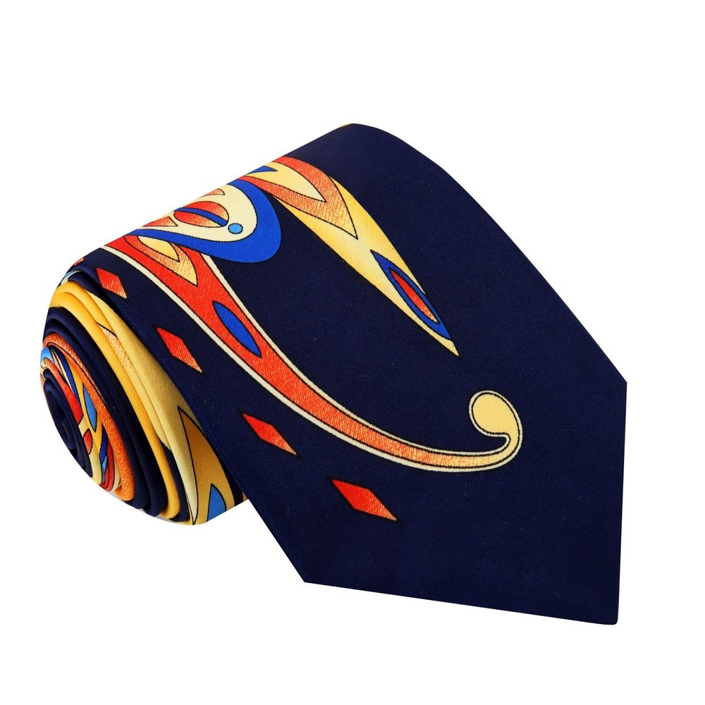 Blue, Red, Orange, Yellow Abstract Tie
