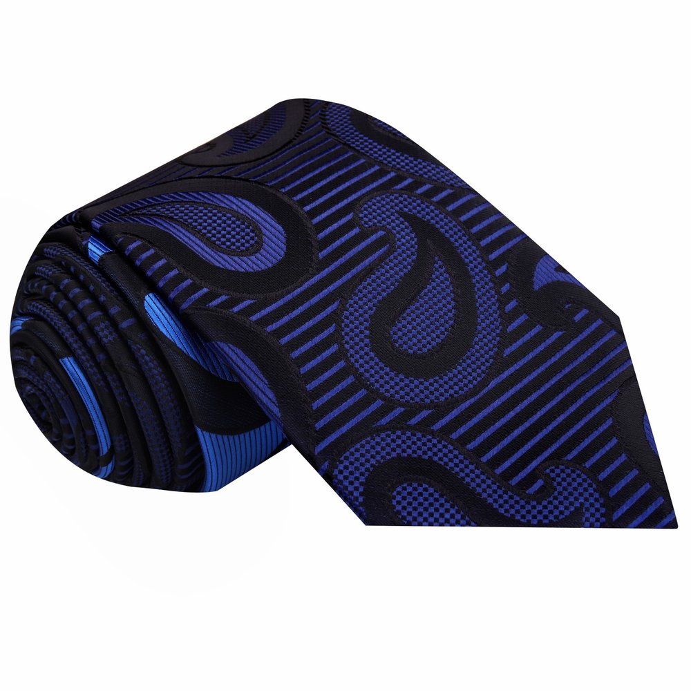 blue paisley tie||Blue