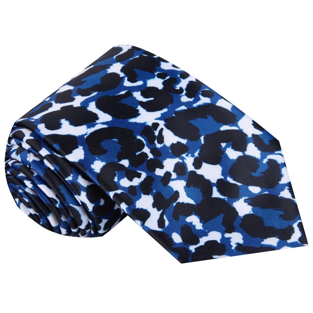 White, Blue and Black Cheetah Tie