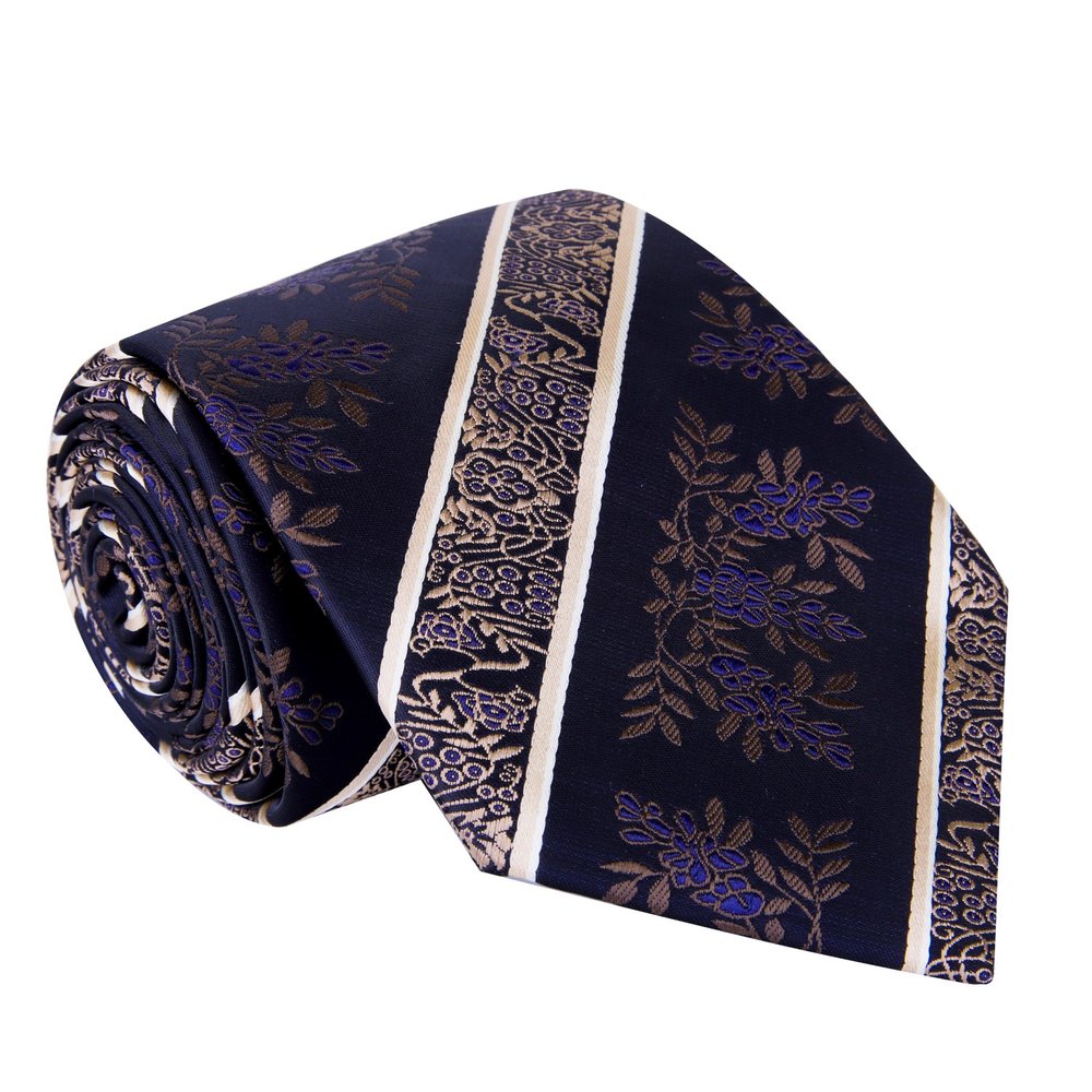 Black, Blue, Brown Floral Tie