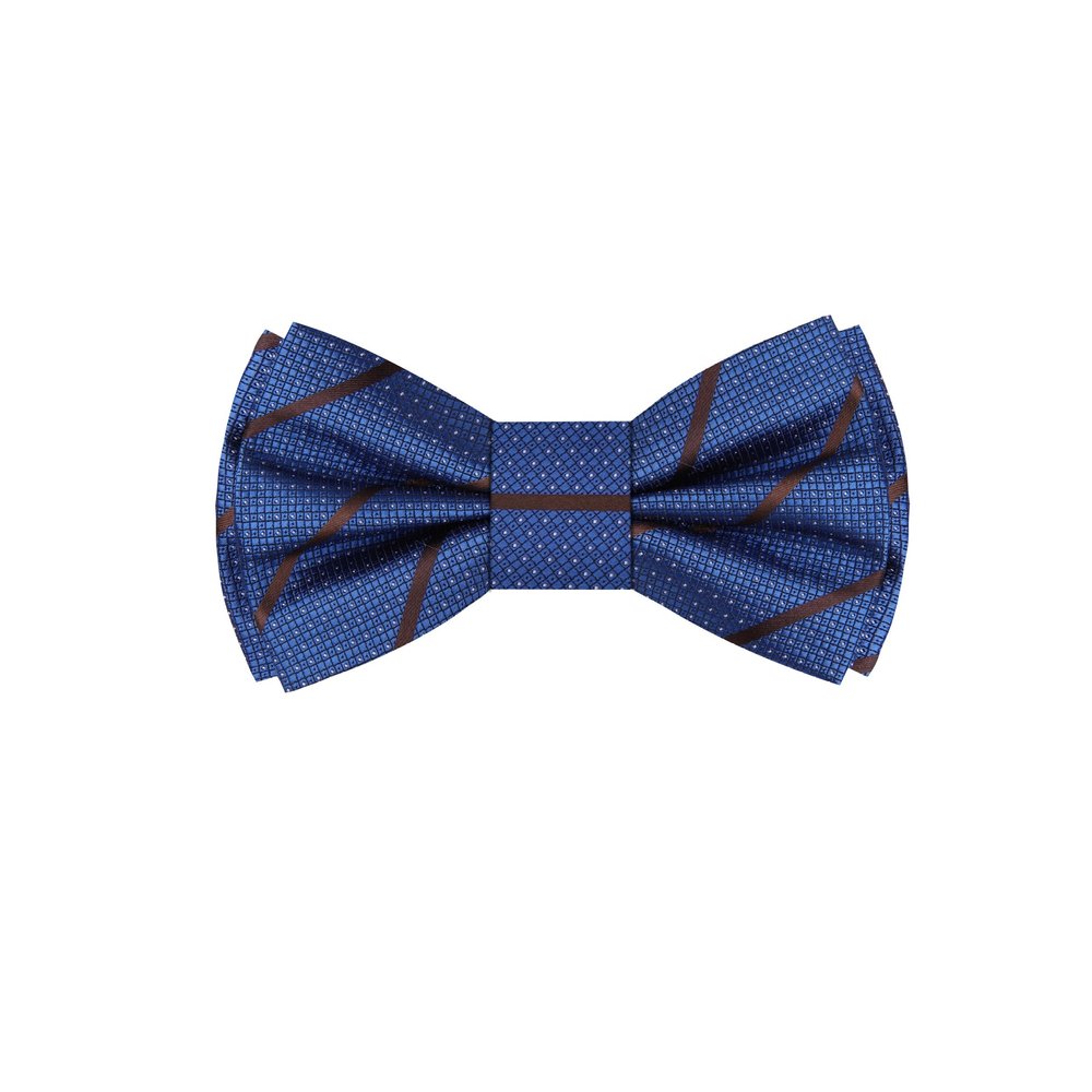 Blue brown stripe bow tie ||Blue/Brown