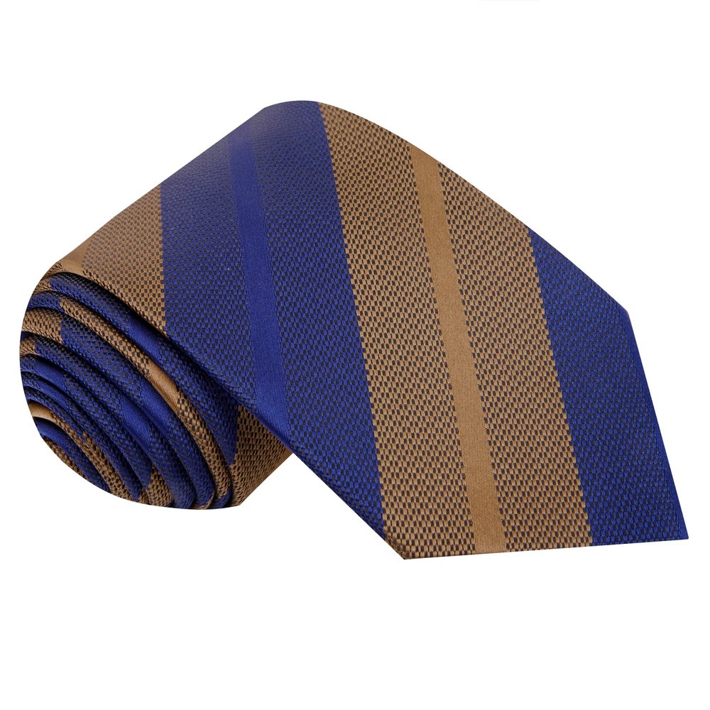 Blue, Brown Stripe Tie||Blue, Brown