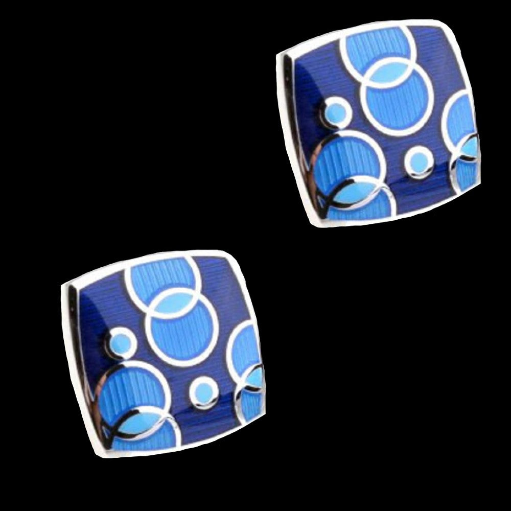 A Blue, Light Blue Color With Square Shape and Circle Pattern Cuff-links