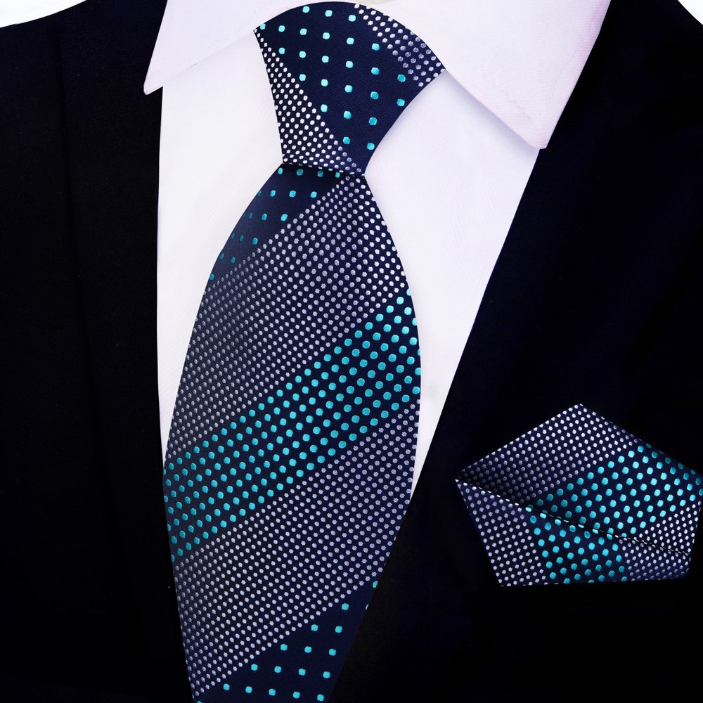 Blue and White Dots Tie and Square