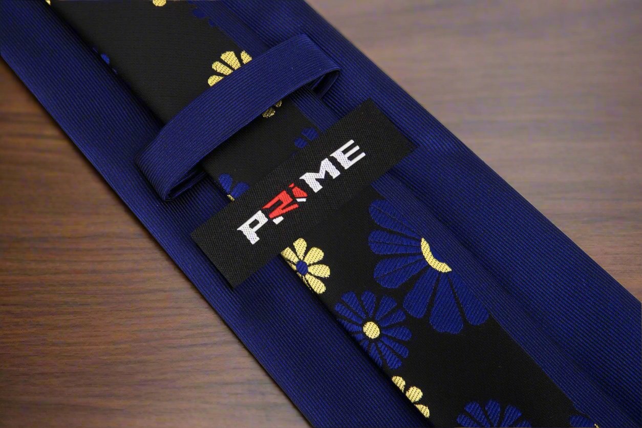 Blue, Black, Yellow Floral Tie Keep