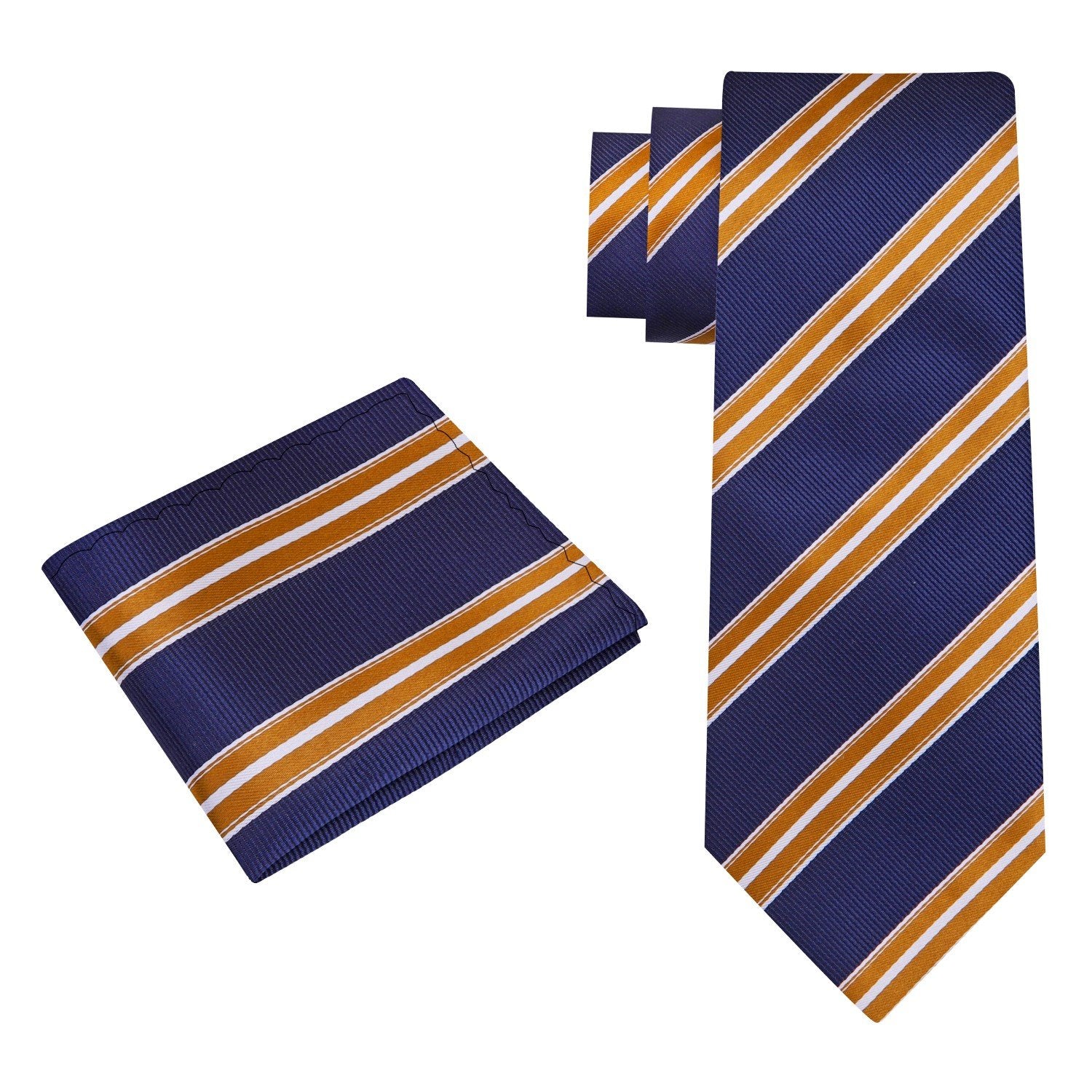 Alt View: Blue Gold Stripe Tie and Square