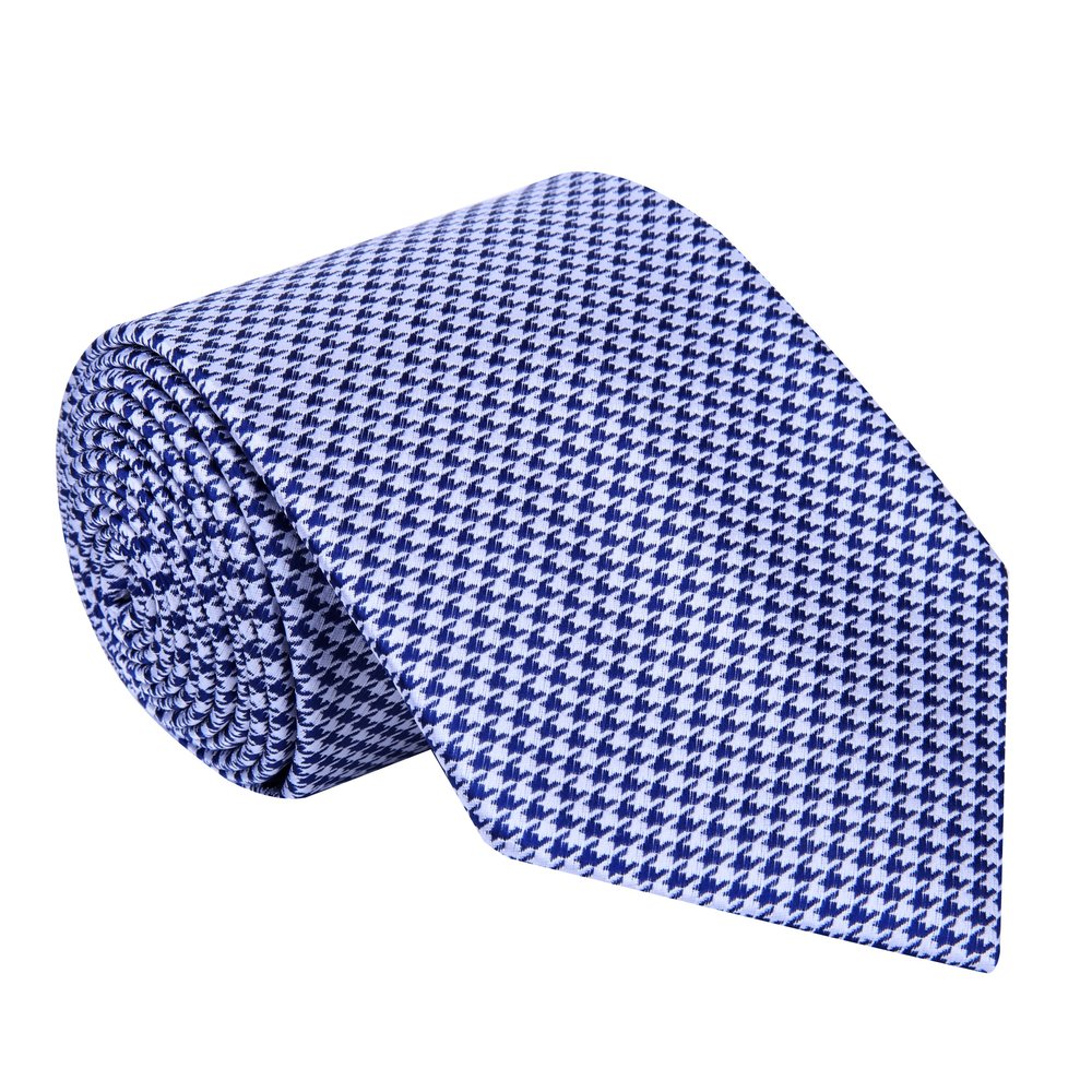 Blue/Light Silver Hounds Tooth Tie