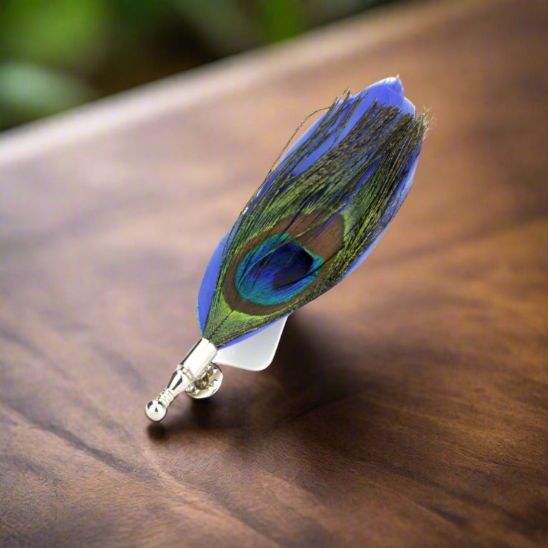 Prime Neckwear Luxury Peacock Lapel Pin Green