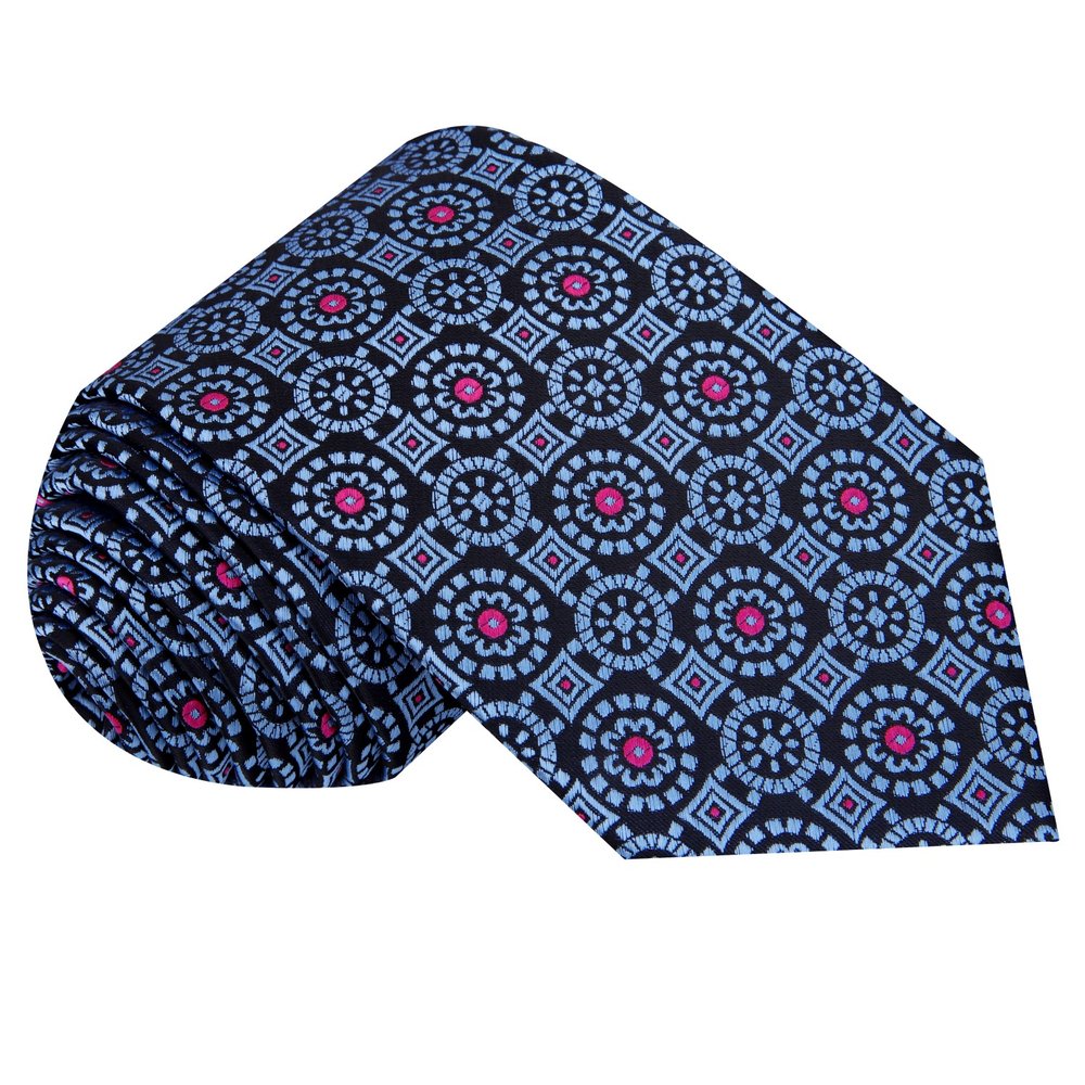 Black, Blue Pink Geometric Tie