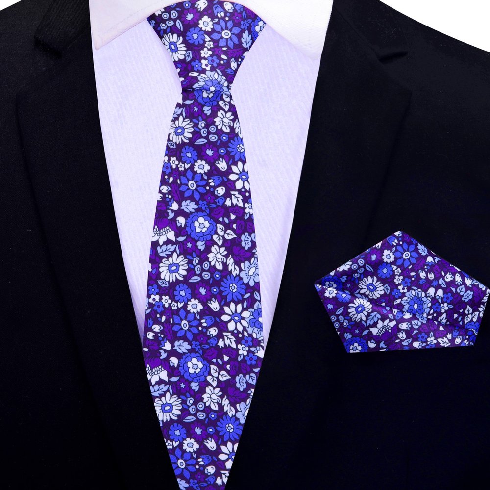 Shades of Purple Thin Tie and Pocket Square||Purple
