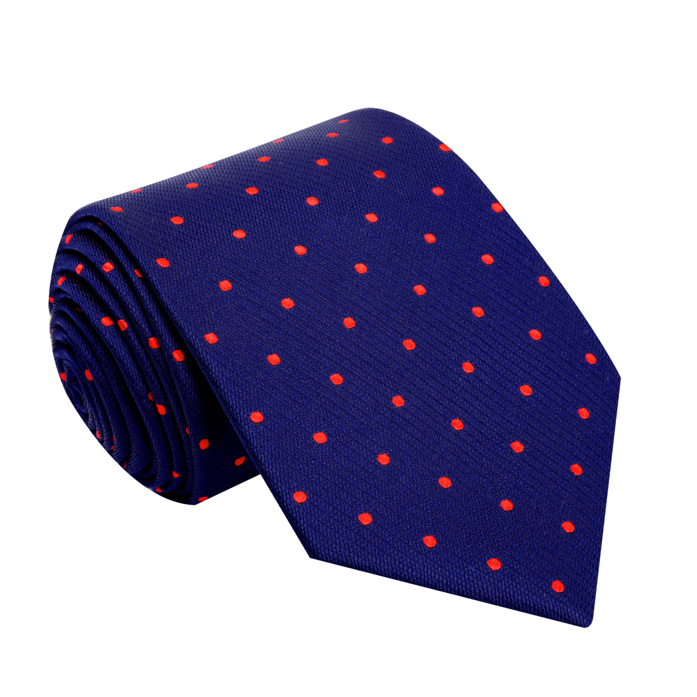 Blue, Red Dot Tie||Blue with Red Dots
