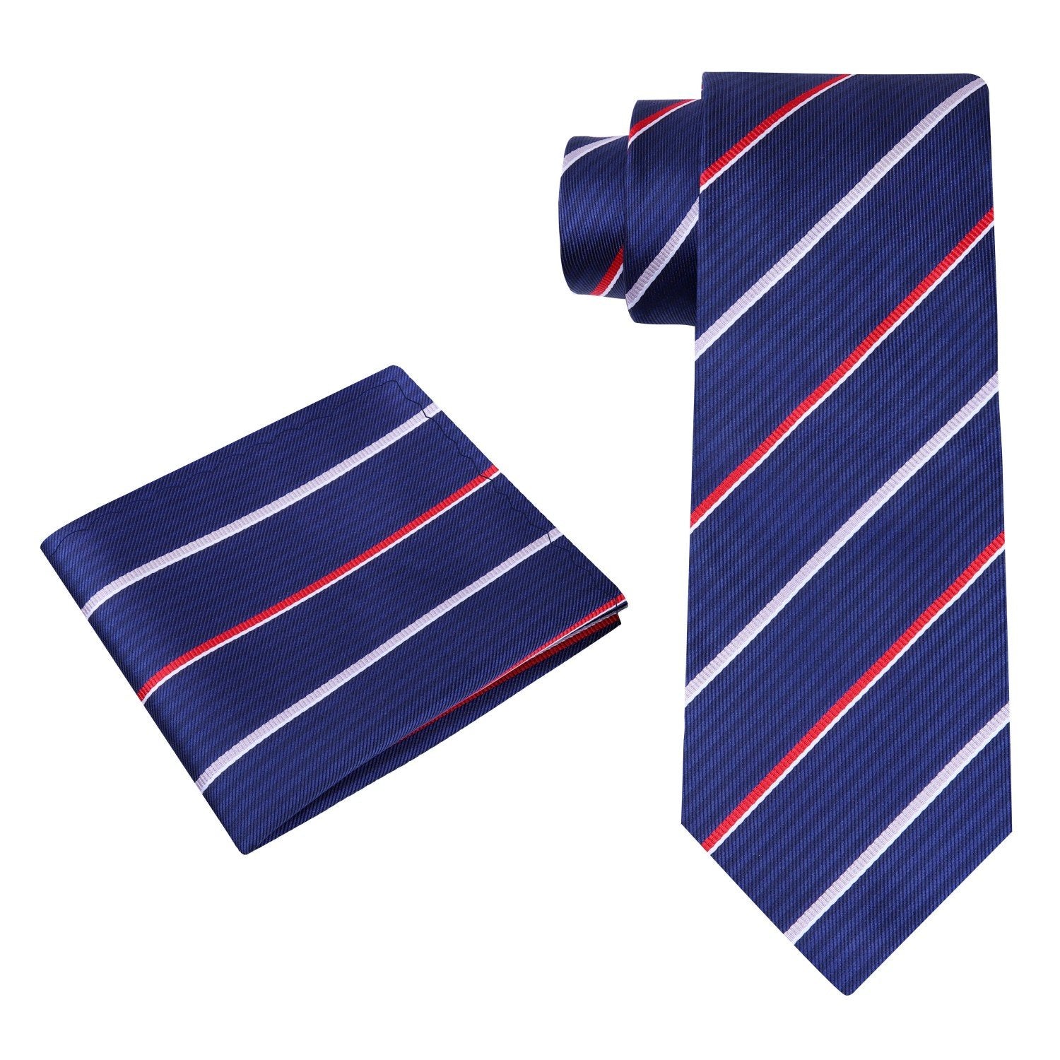 Alt View: Blue, Red Stripe Tie and Square