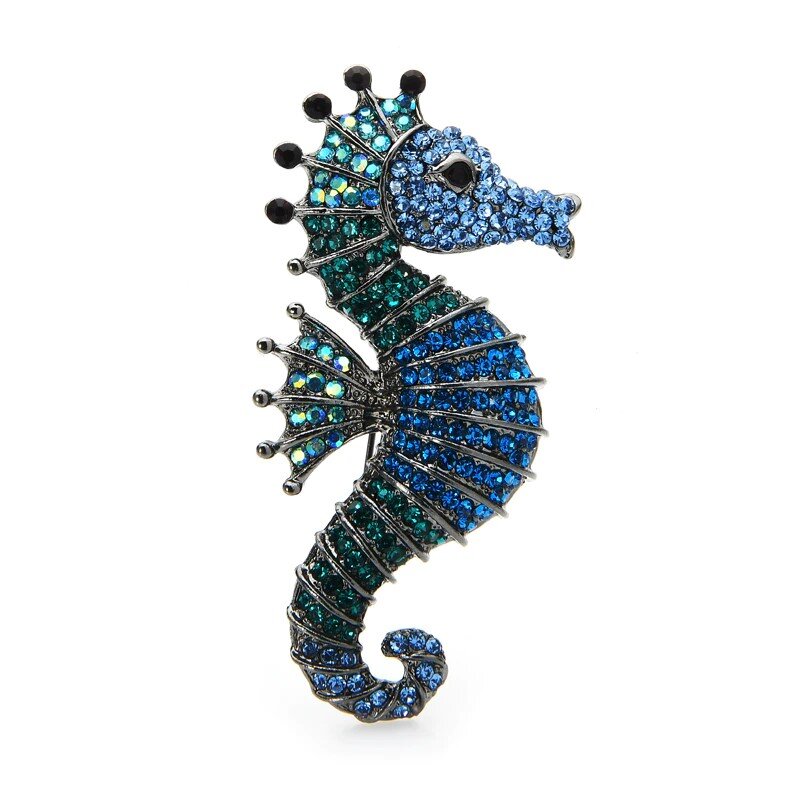 Blue Seahorse Lapel Pin