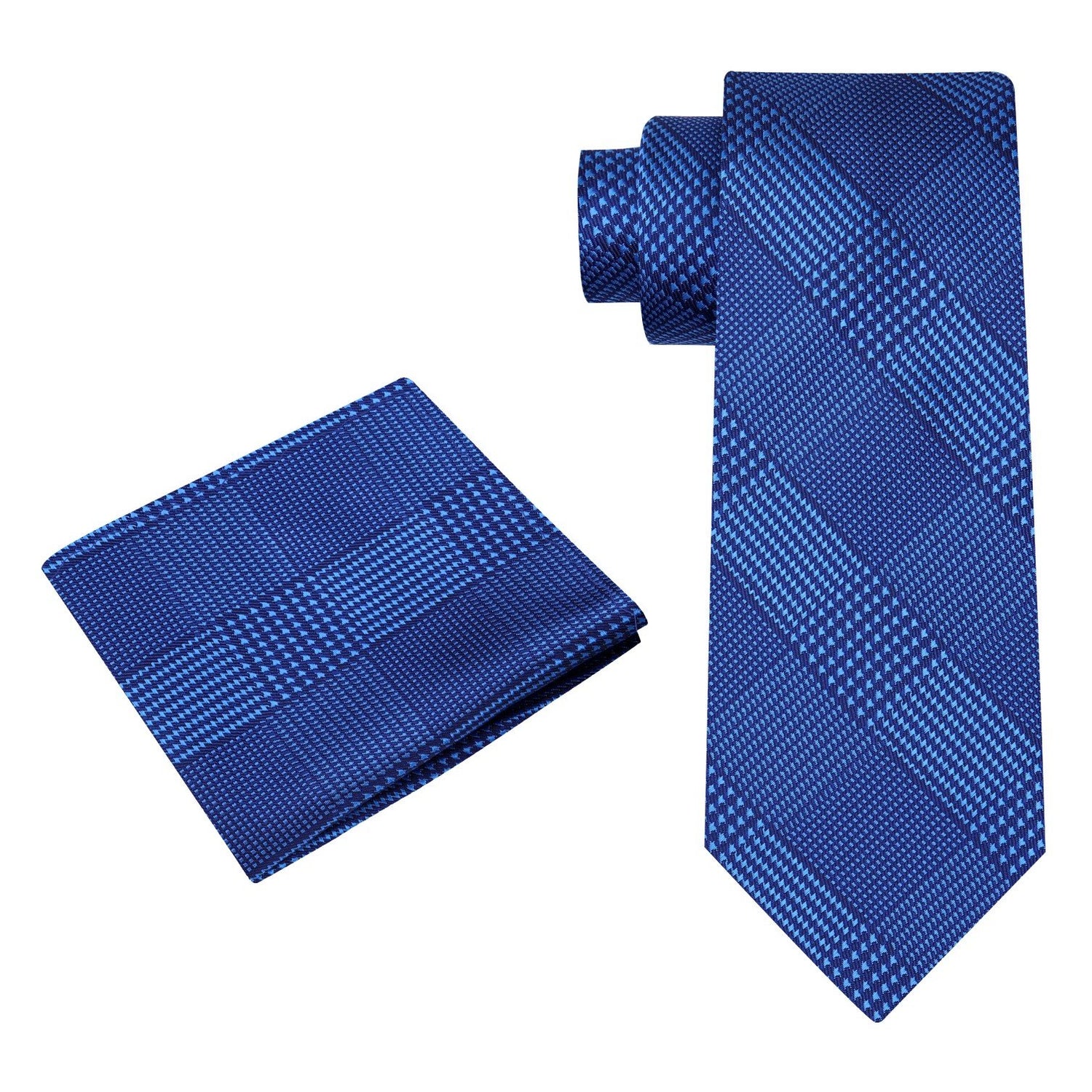 Alt view: Blue Geometric Tie and Pocket Square