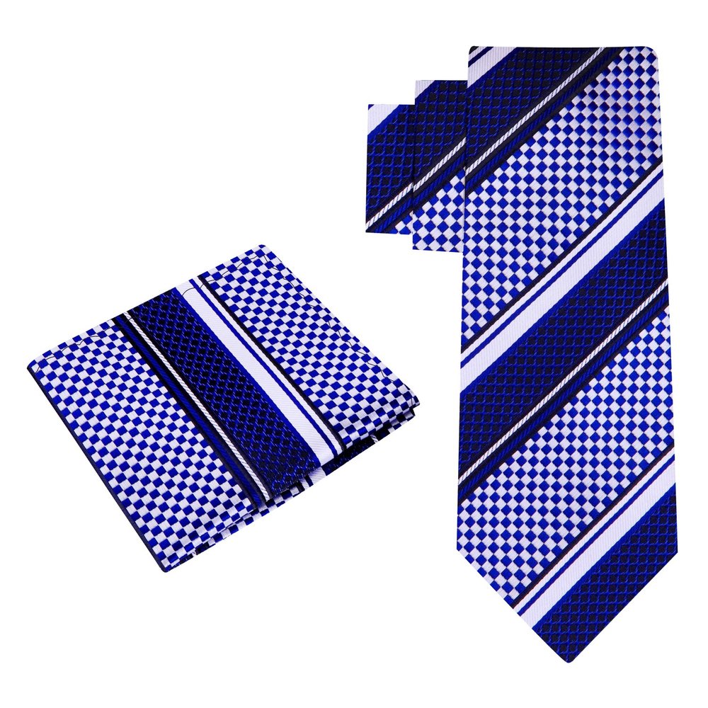 Alt View: Blue Check tie and Pocket Square
