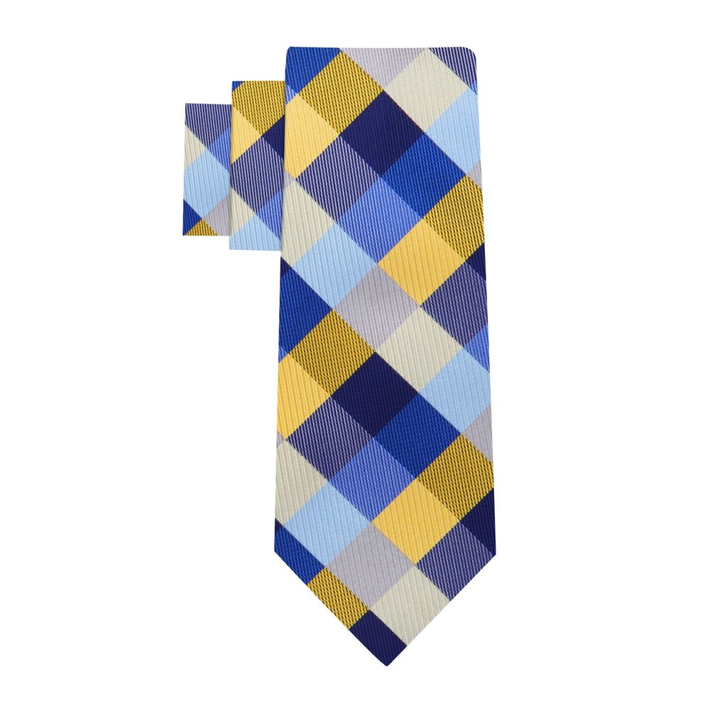 ||Blue Yellow View 2 Blue, Yellow Check Tie