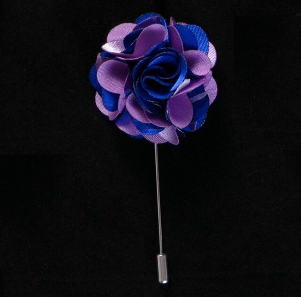Blue Purple Flower Lapel Pin||Blue, Purple