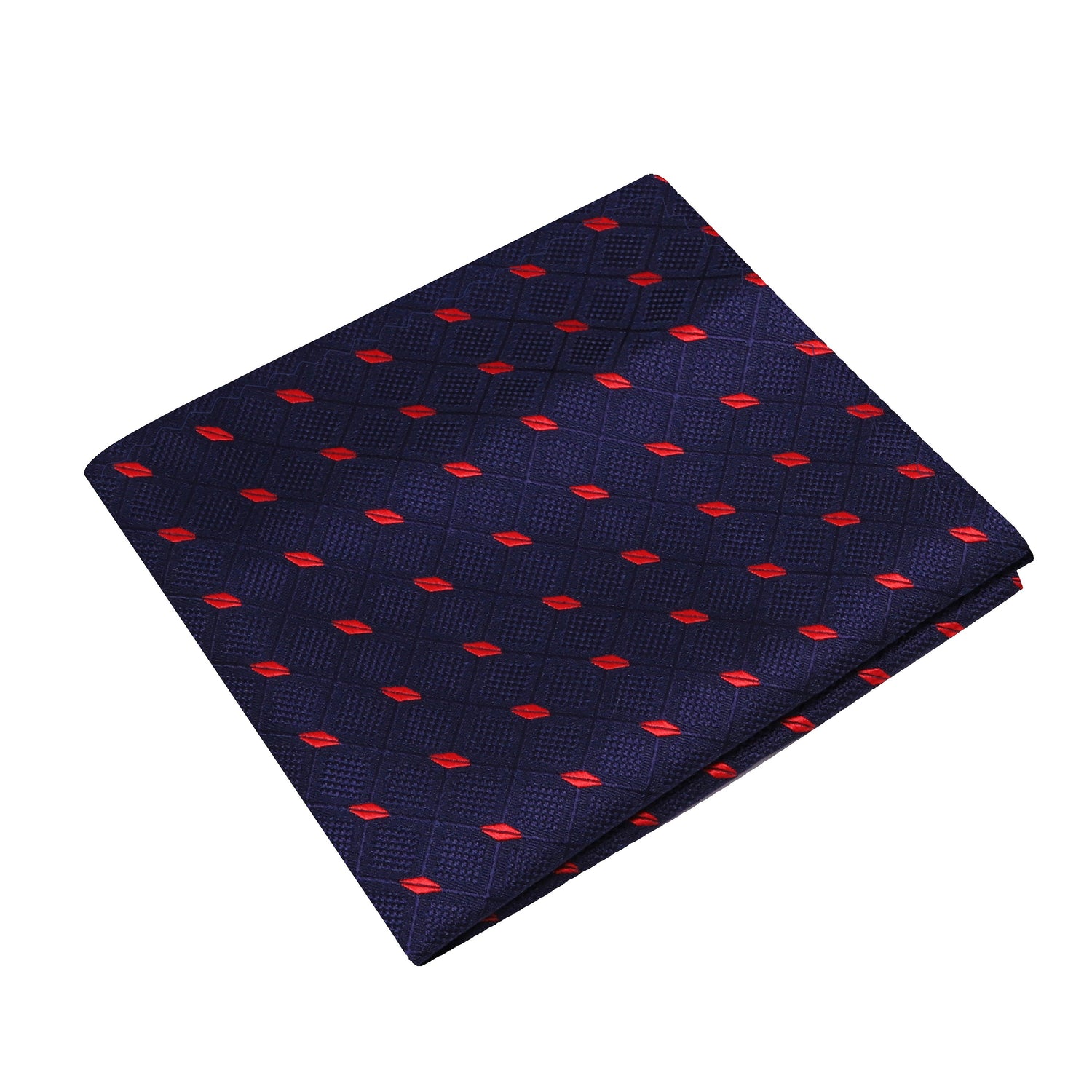 A Blue, Red Check Pattern Silk Pocket Square