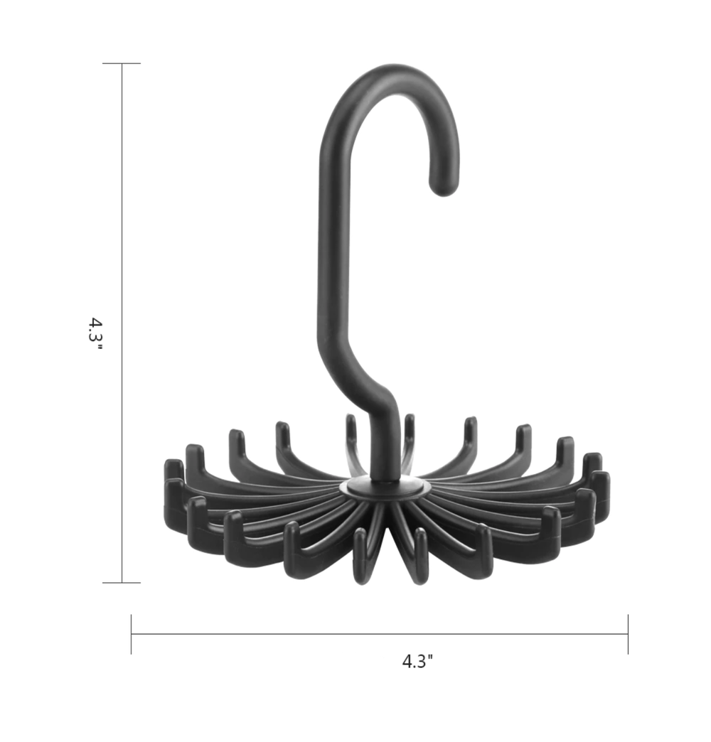 Black Bow Tie Organizer Showing 4.3" x 4.3" dimensions