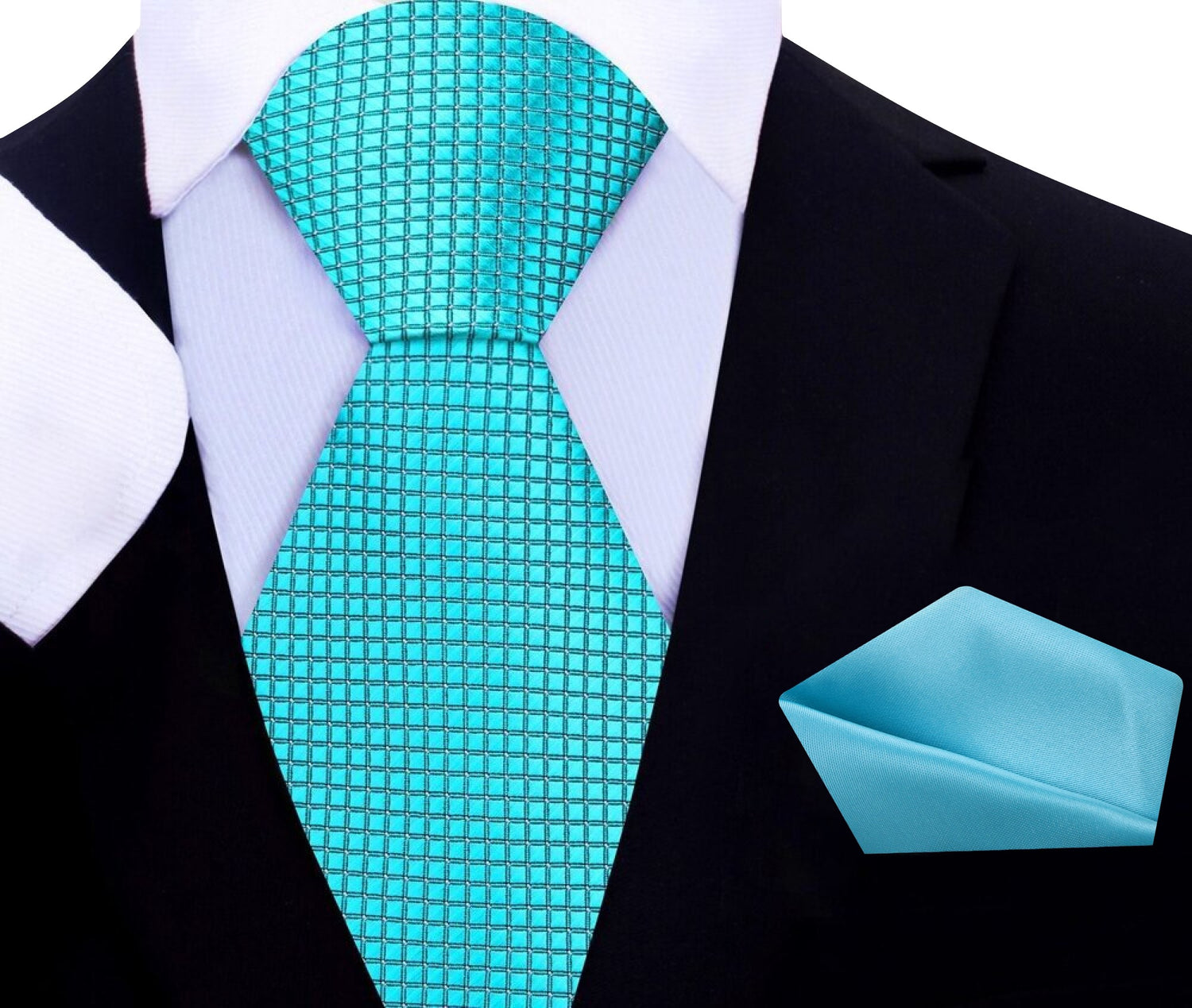 Deion "PRIME TIME" Sanders Bright Teal Geometric Tie and Accenting Square||Bright Teal