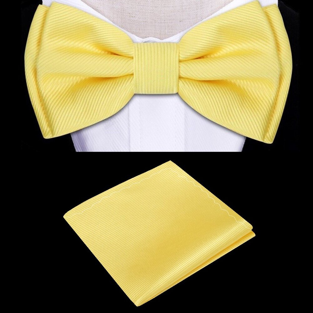 Yellow Bow Tie and Pocket Square||Yellow