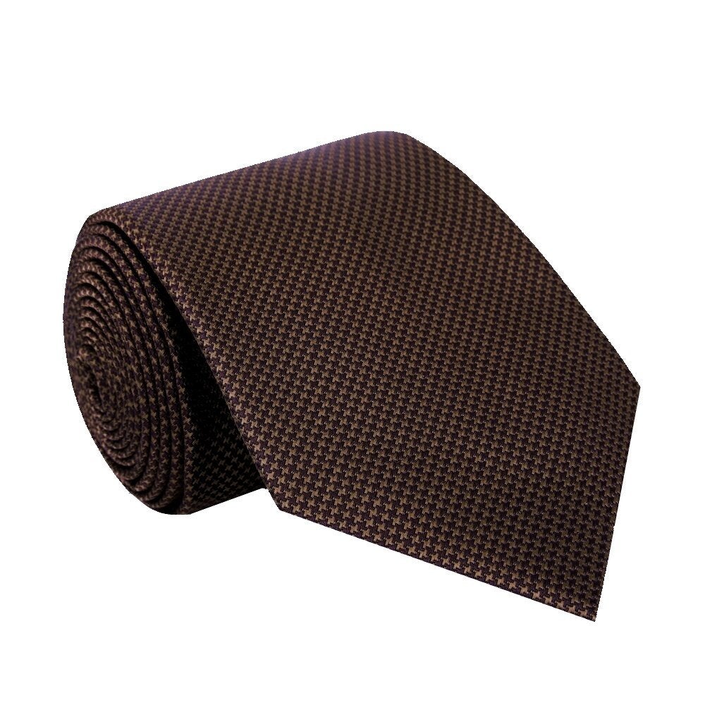 A Brown Houndstooth Pattern Silk Necktie