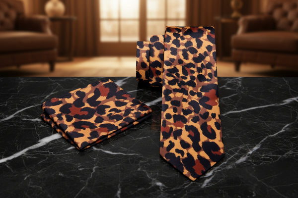 Cheetah Print Necktie & Handkerchief Collection | Bold Pattern, Refine