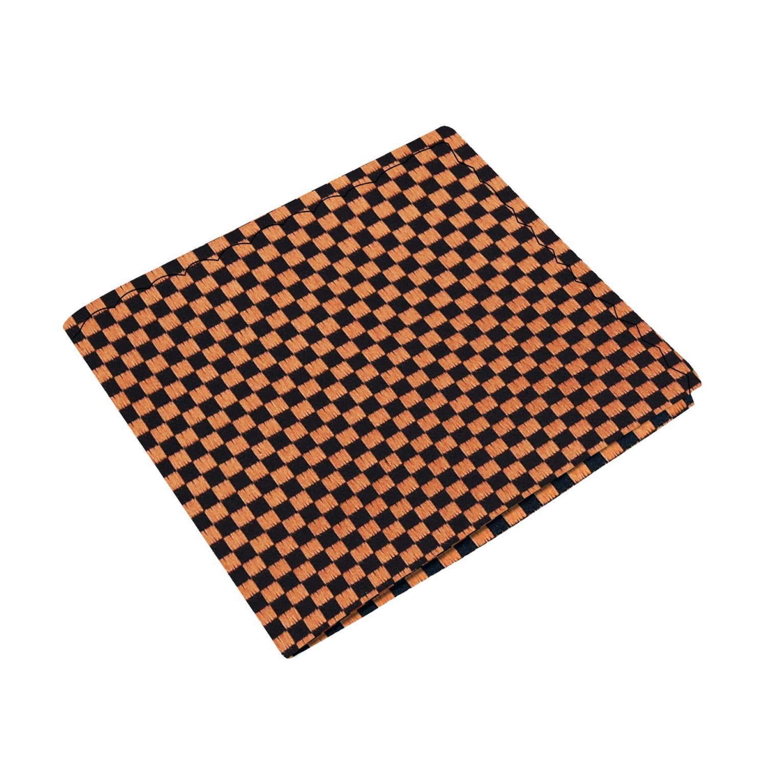 A Black, Brown Small Geometric Diamonds Pattern Silk Pocket Square