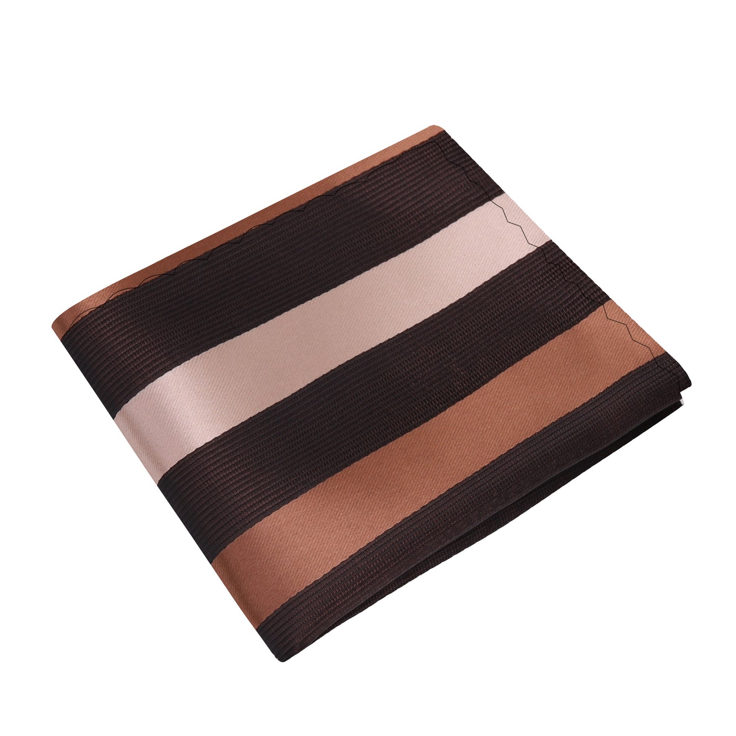 A Brown, Gold Stripe Pattern Silk Pocket Square