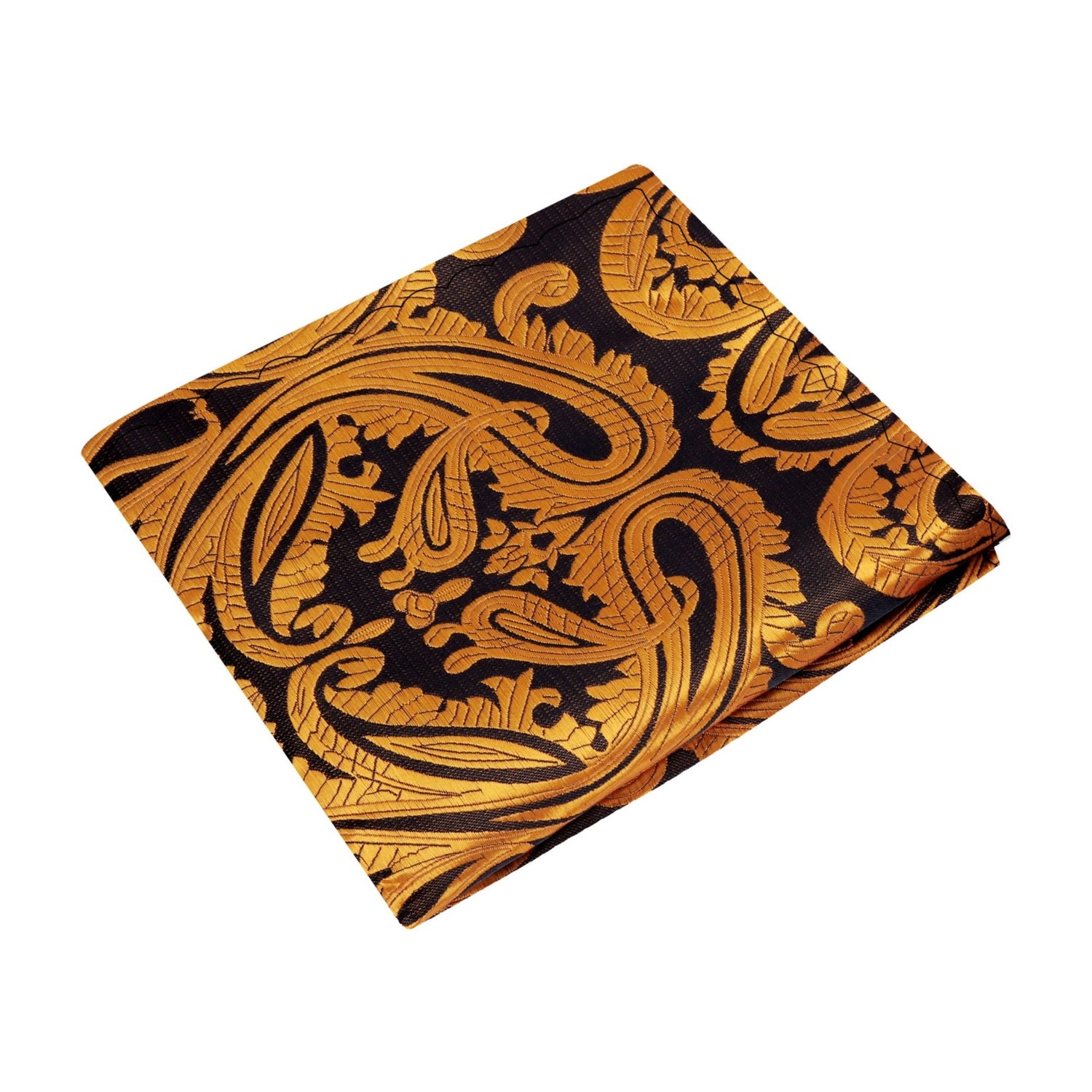 Gold and Brown Paisley Pocket Square