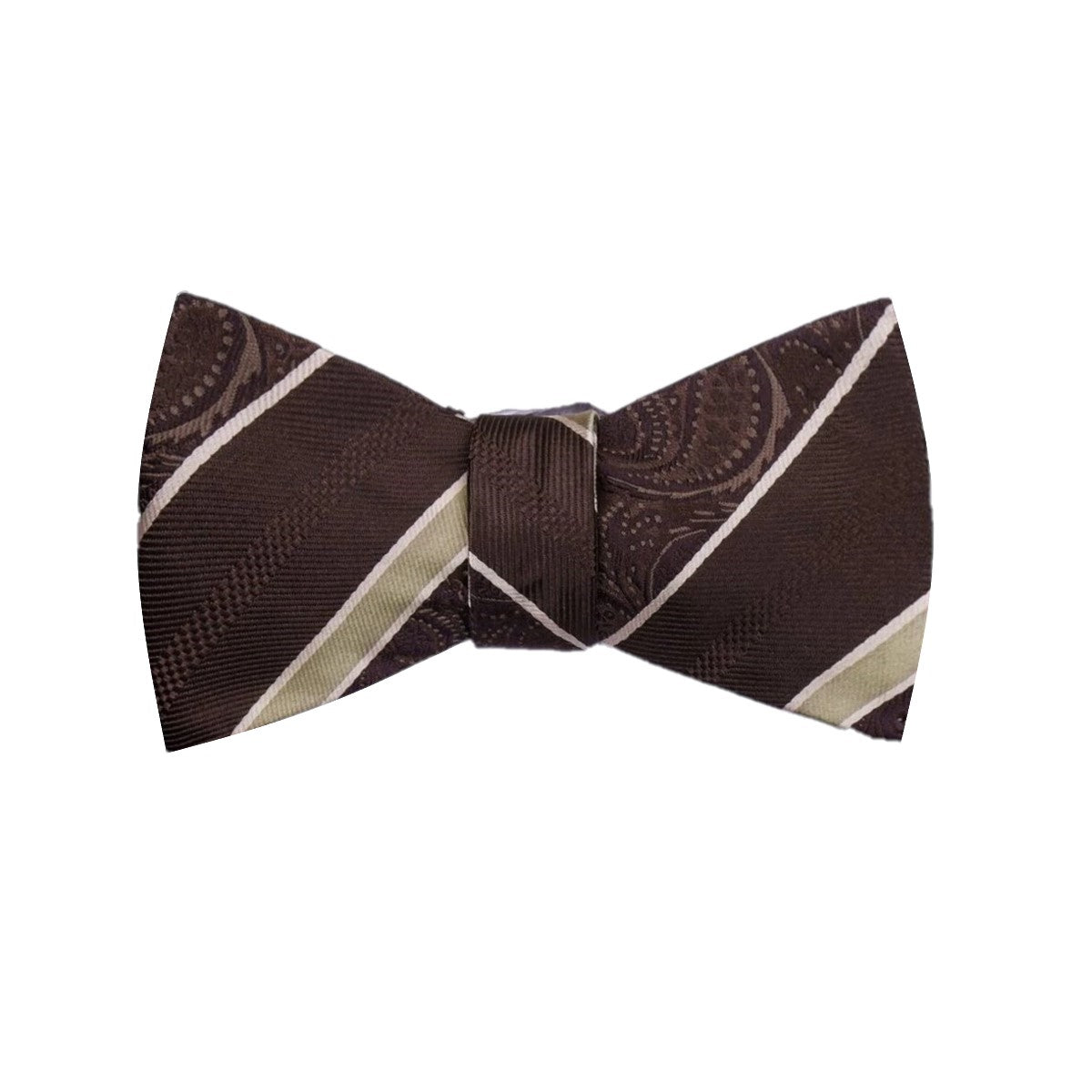 brown Gold Paisley Bow Tie