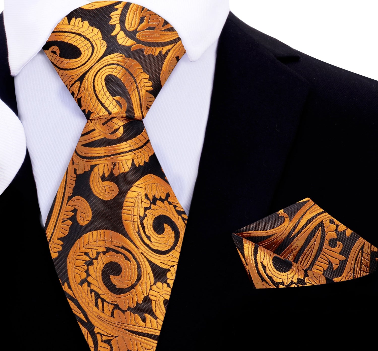 Inca Gold, Rich Brown Paisley Tie and Pocket Square