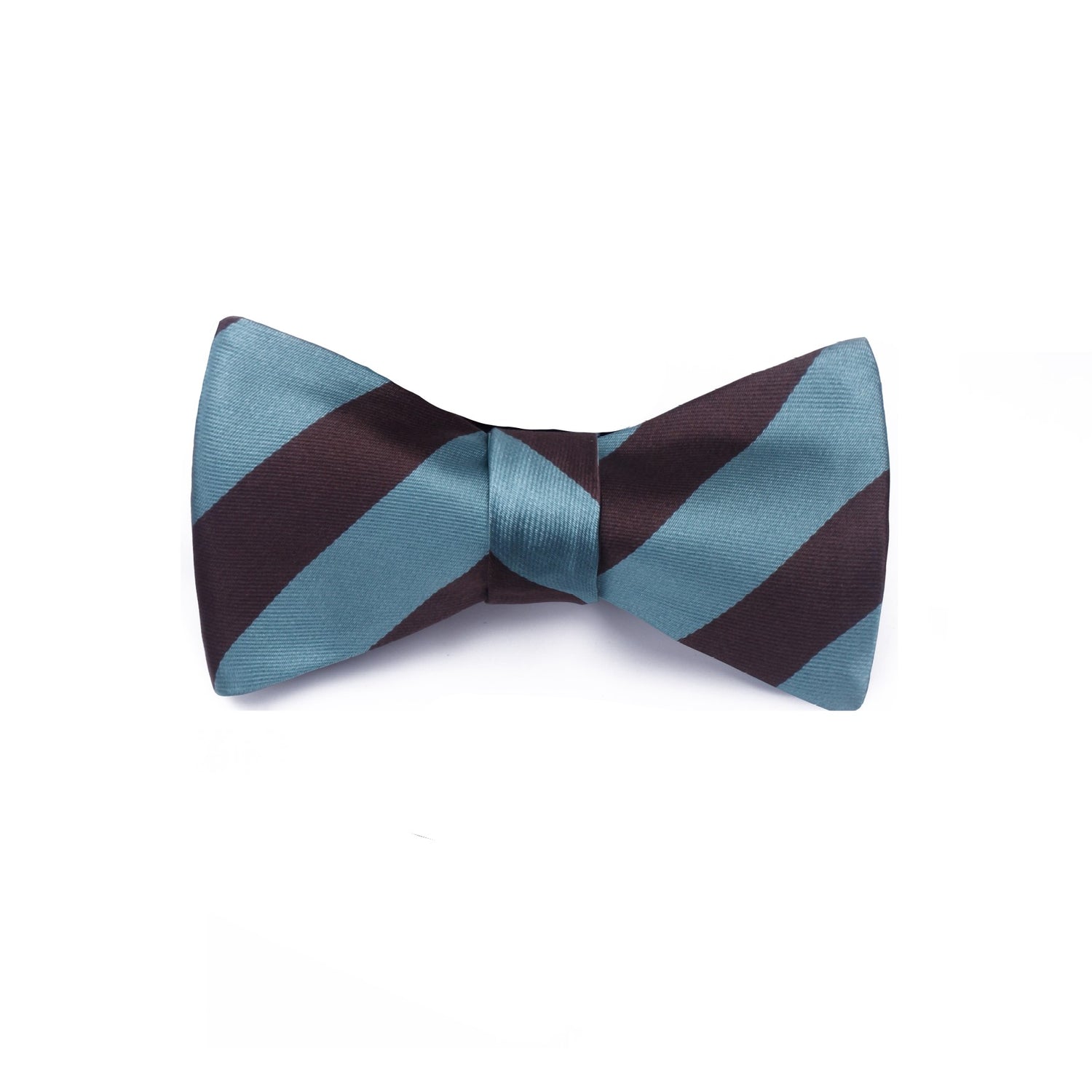 A Green, Brown Stripe Pattern Silk Self Tie Bow Tie
