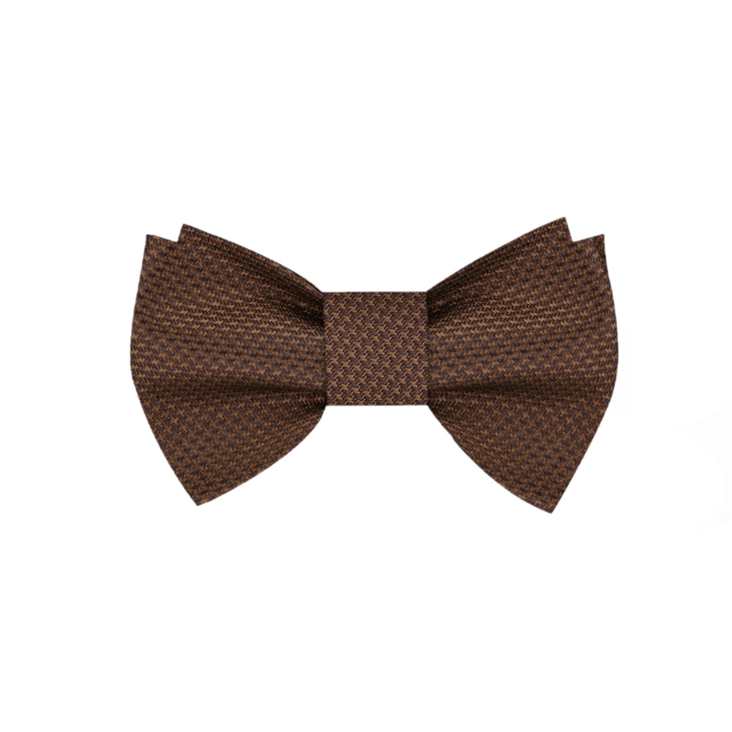 A Brown Houndstooth Pattern Silk Self Tie Bow Tie
