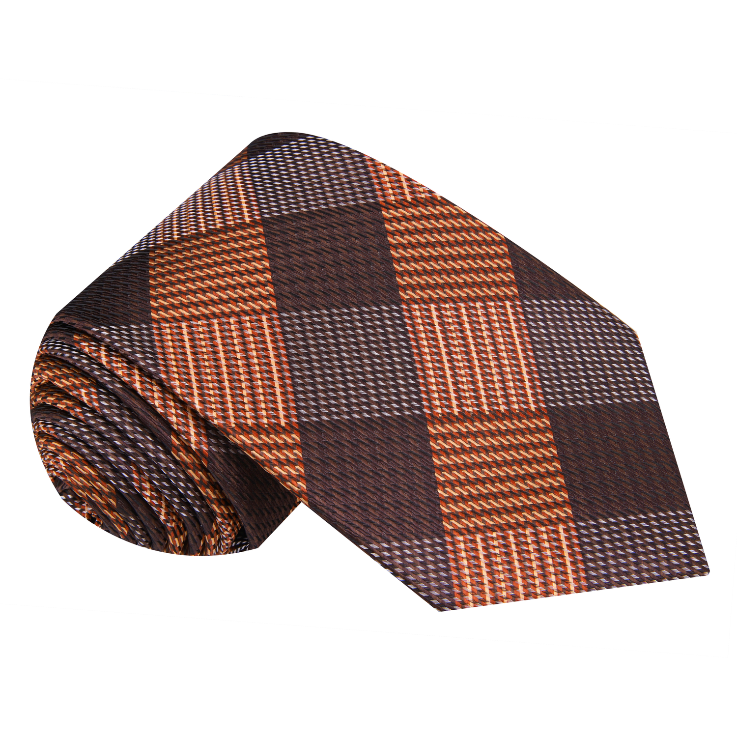 Brown and Orange Plaid Tie 