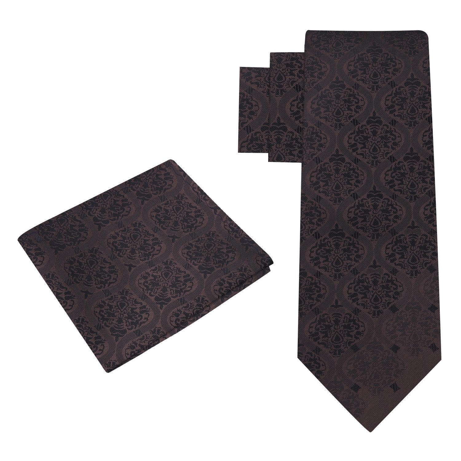 Alt View: Shades of Brown Abstract Tie and Pocket Square