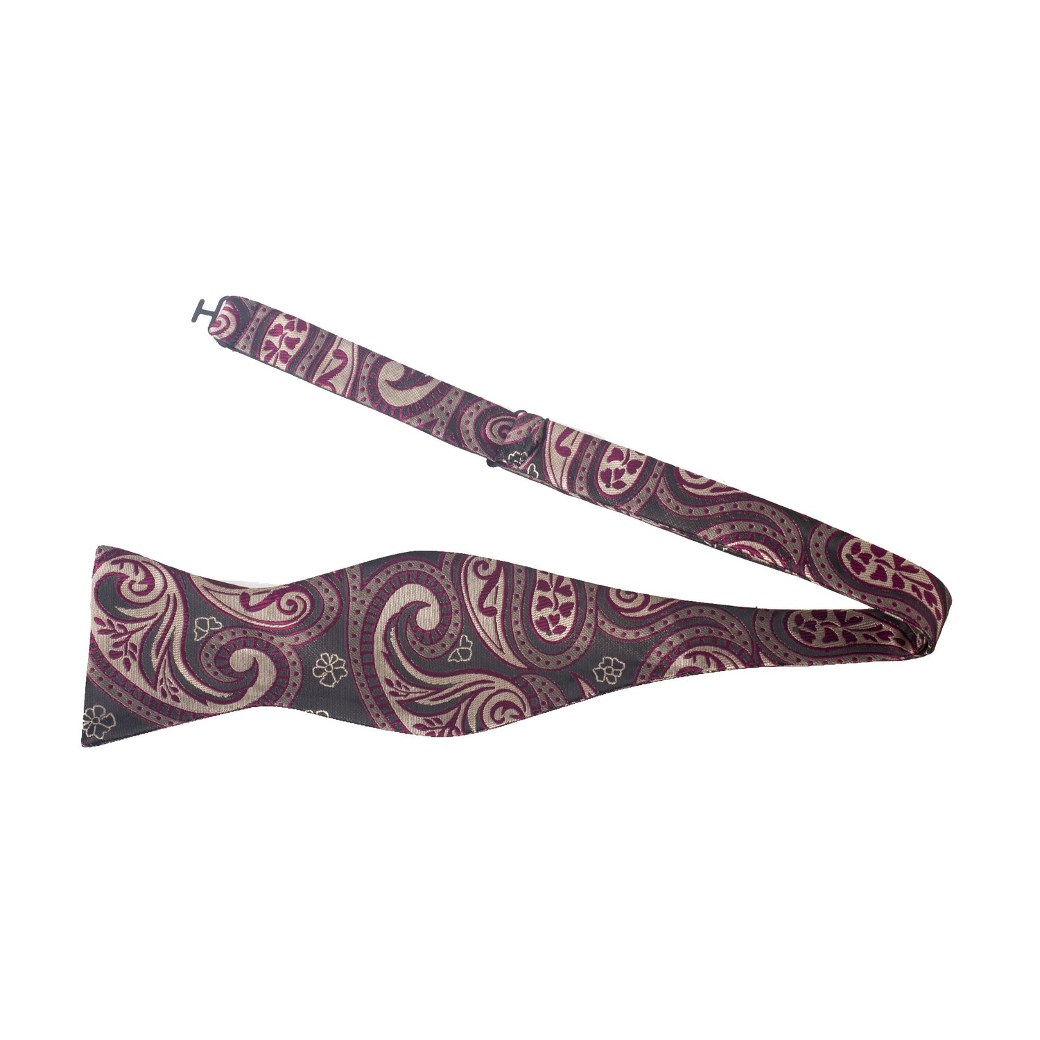Brown, Red Paisley Bow tie Untied