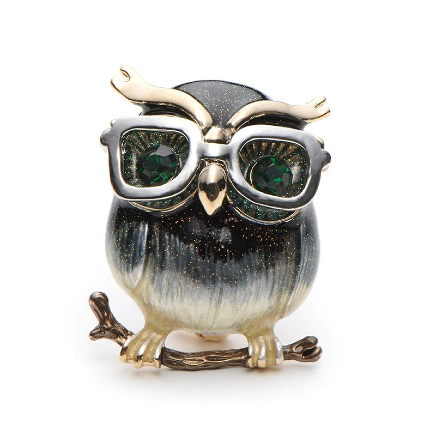 A Brown Speckled Owl Shaped Lapel Pin