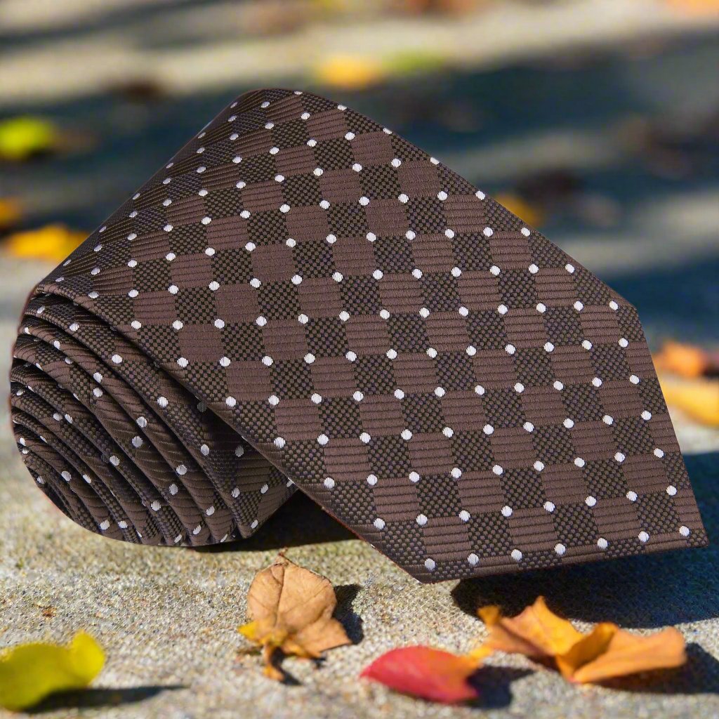 Single Tie: Brown Geometric Necktie  