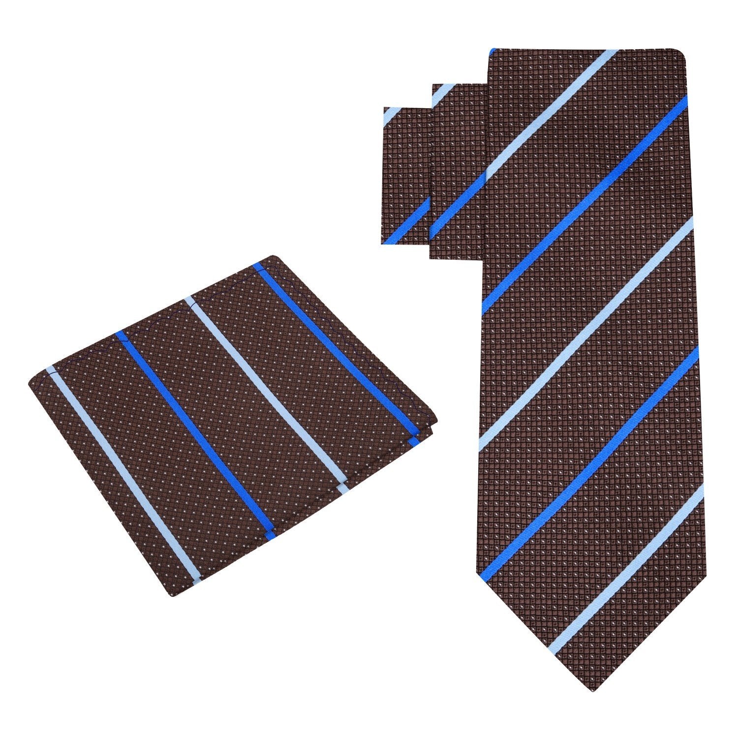Alt View: Brown, Blue Stripe Tie and Square