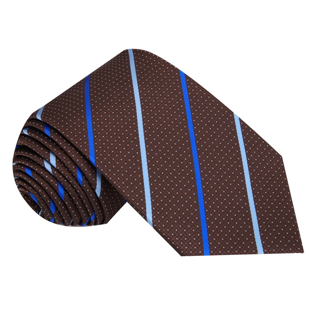 Brown, Blue Stripe Tie||Brown/Blue