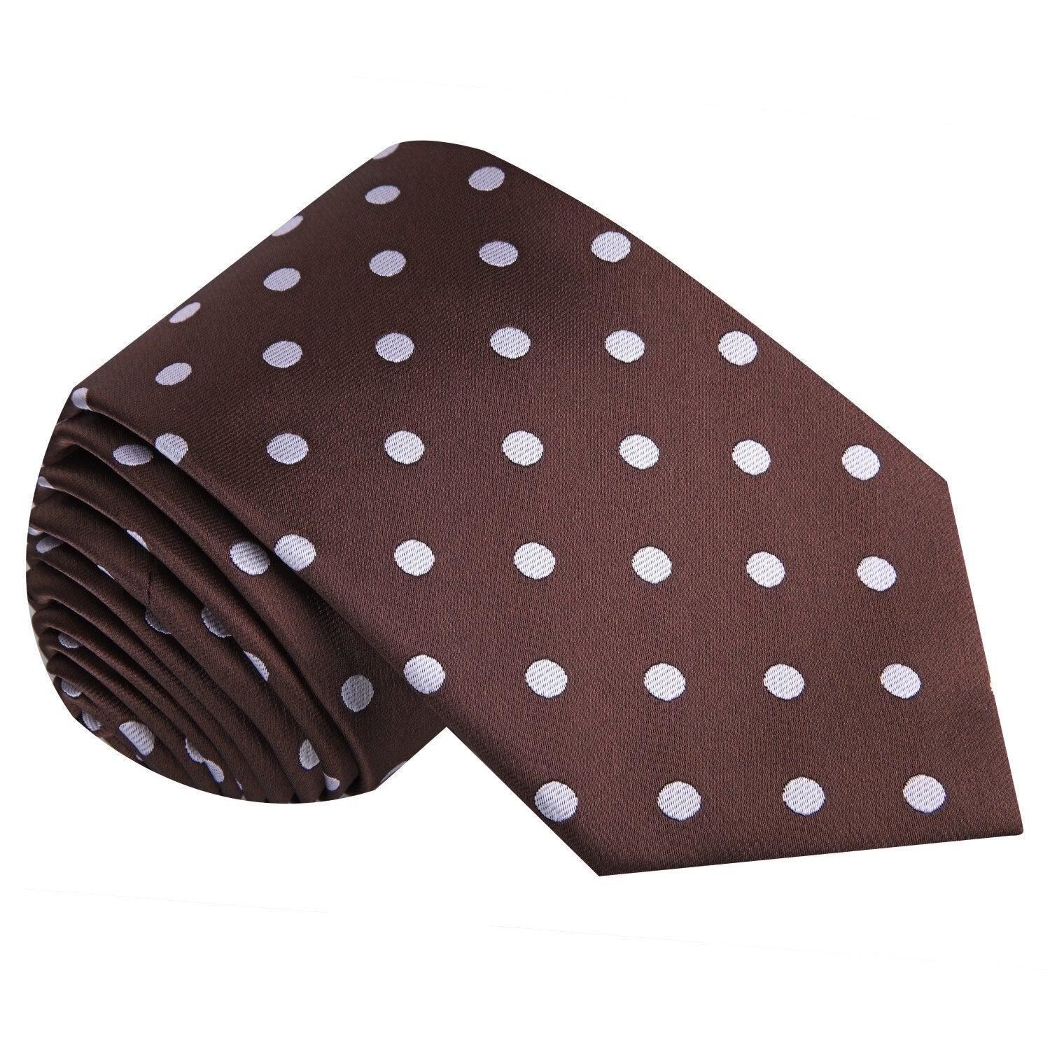 Brown and White Polka Tie