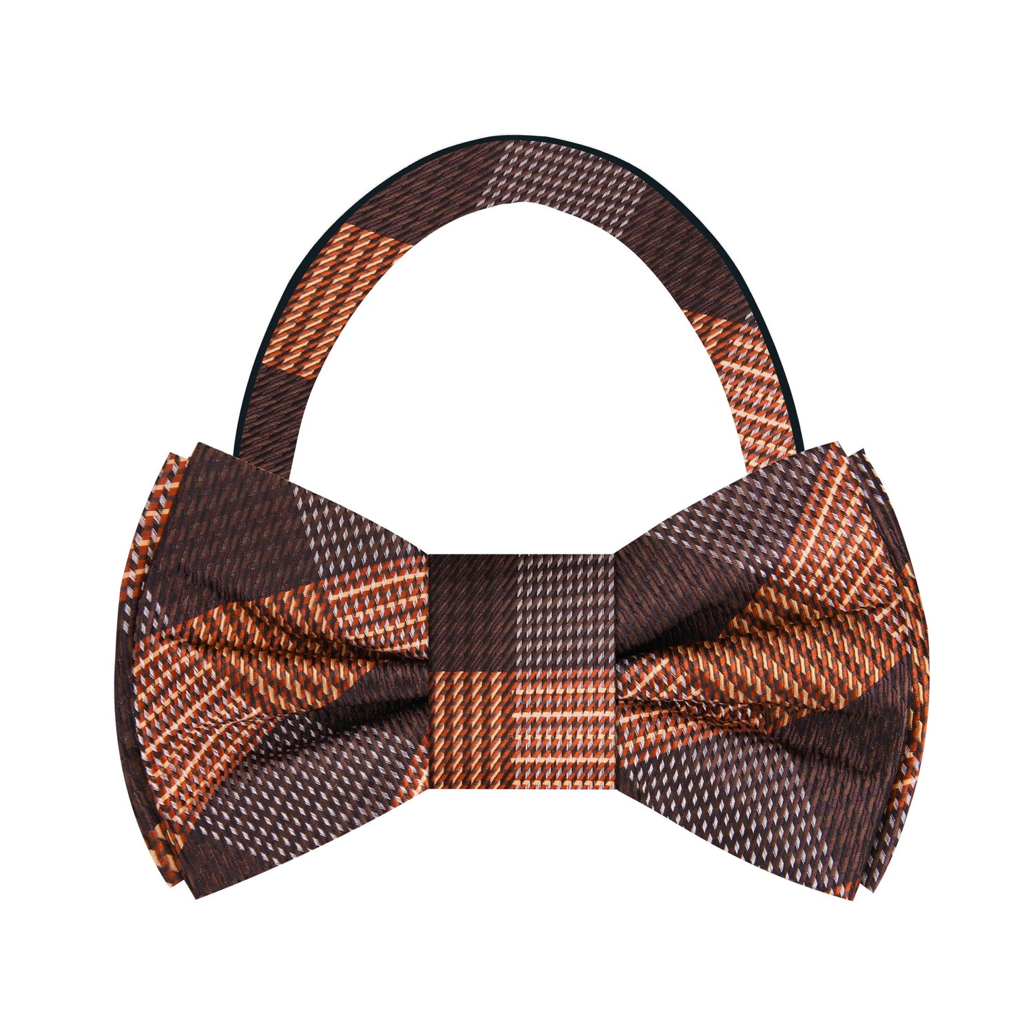 Brown and Orange Plaid Bow Tie Pre Tied