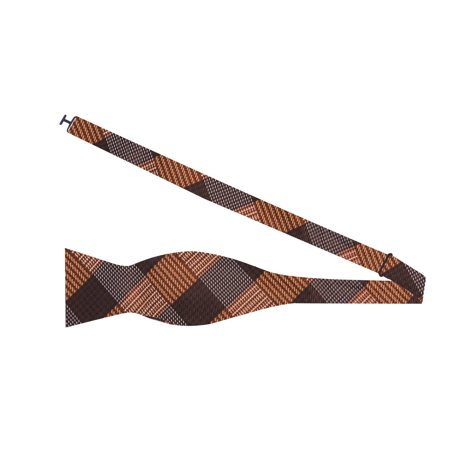 Brown and Orange Plaid Bow Tie Self Tie