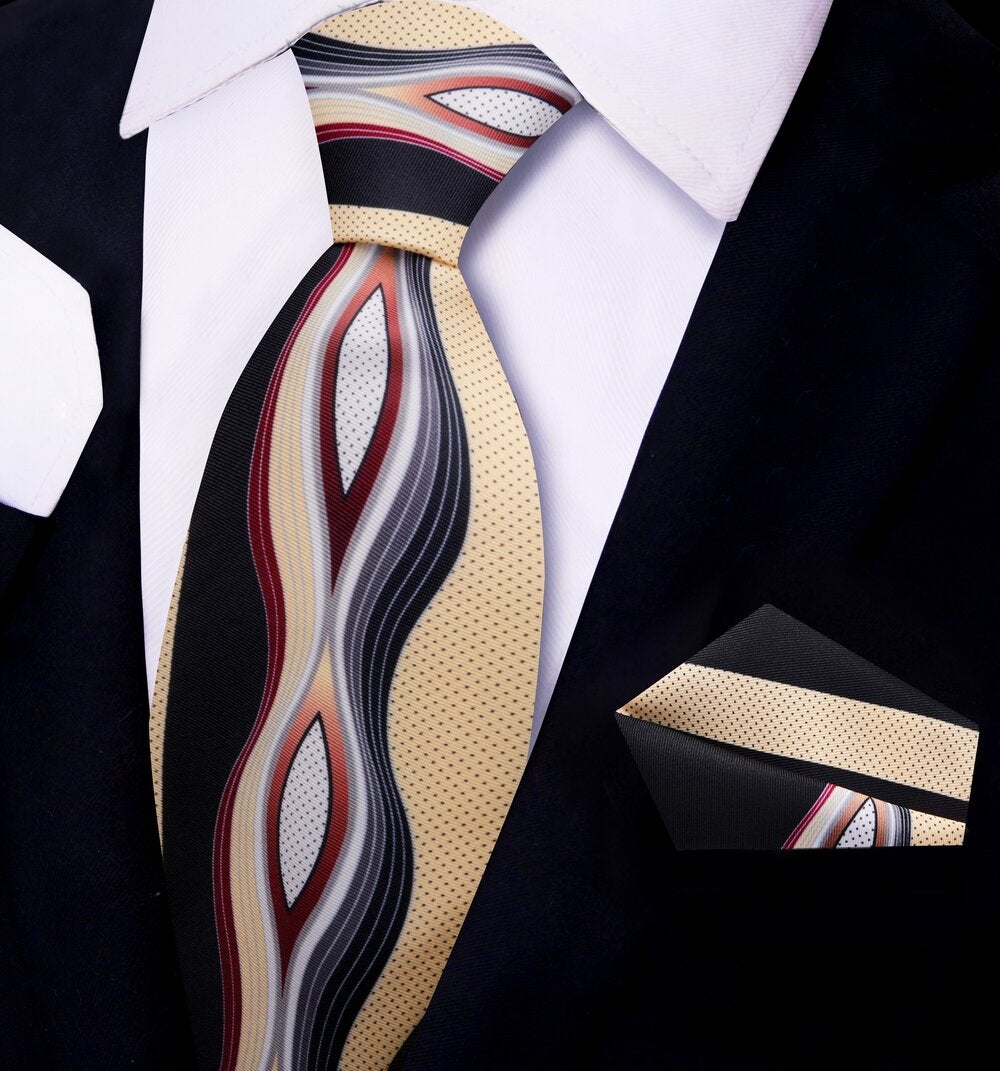 brown red black abstract tie and square