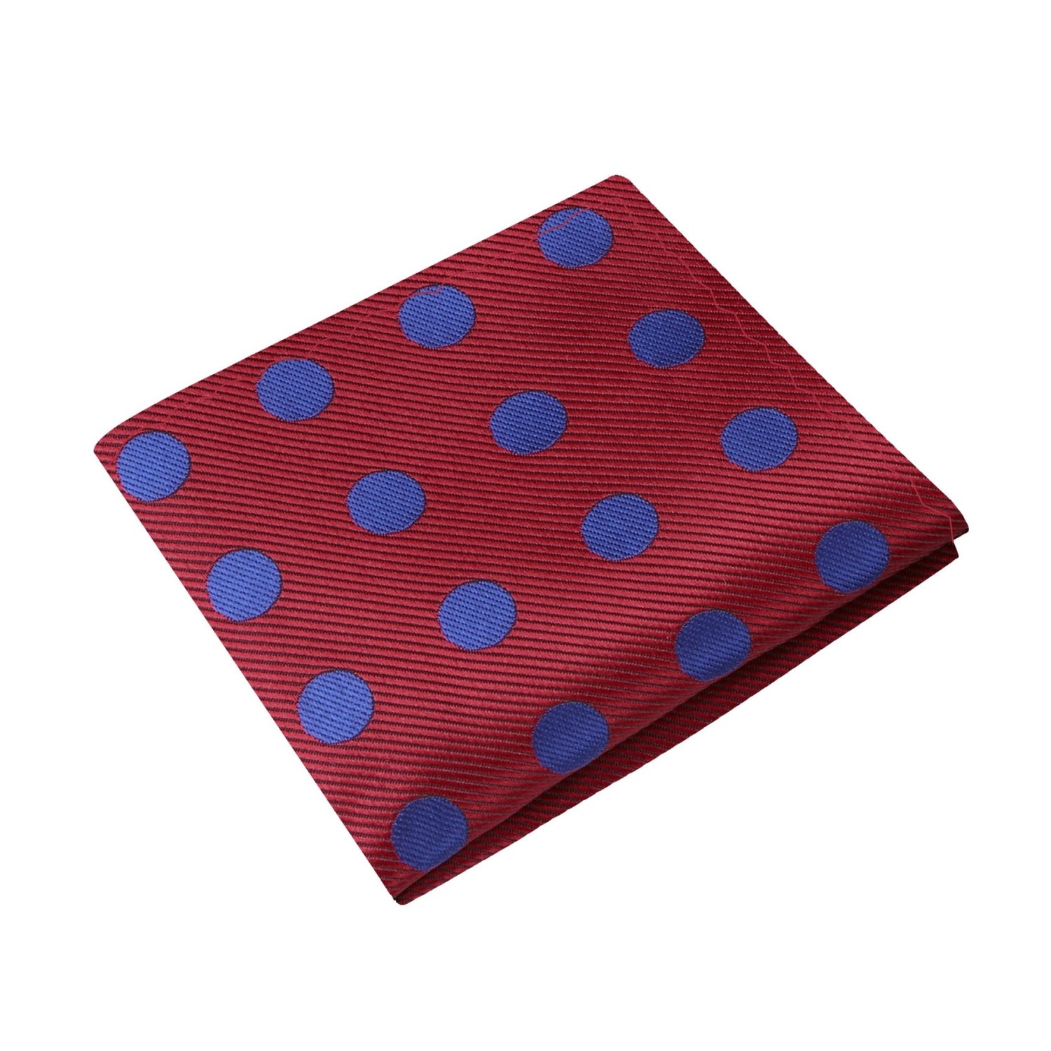 A Burgundy, Blue Polka Pattern Silk Pocket Square