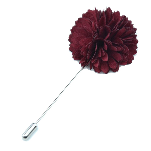 Prime Neckwear Luxury Flower Lapel Pin Red
