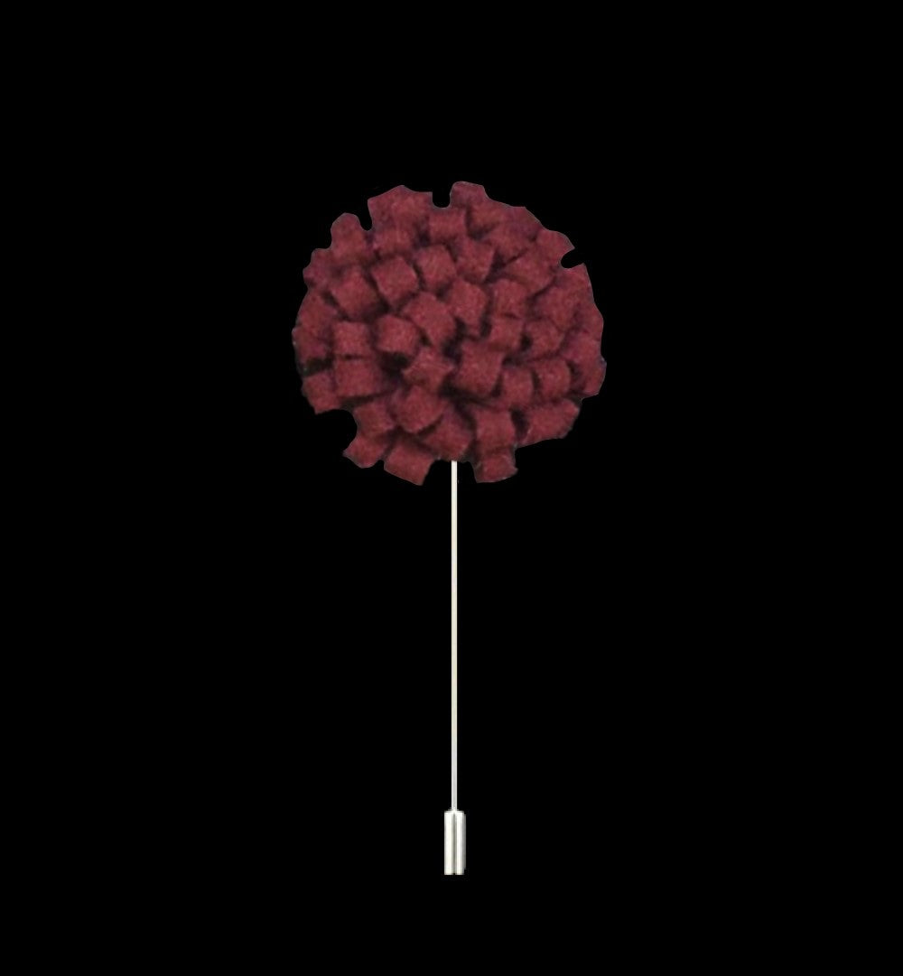 A Burgundy Knit Burst Lapel Pin||Burgundy
