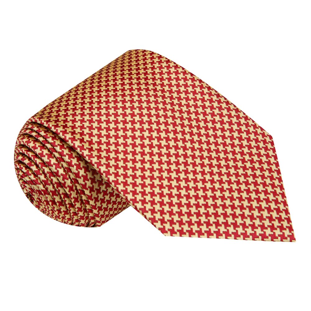 Red and Gold Geometric Tie  
